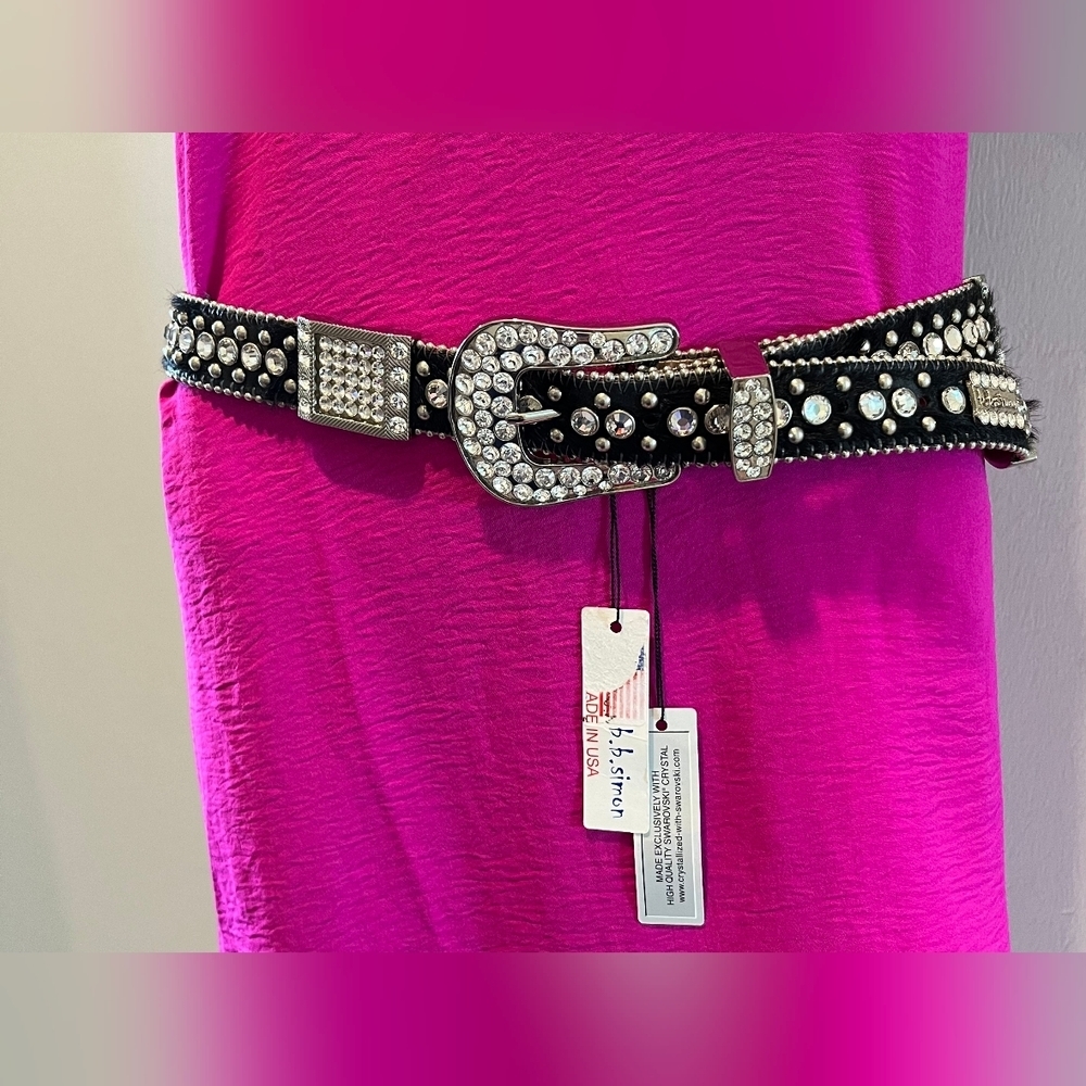 Amazing b b simon Kish Unisex Belt with Swarovski Crystals Size XL. NWT …
